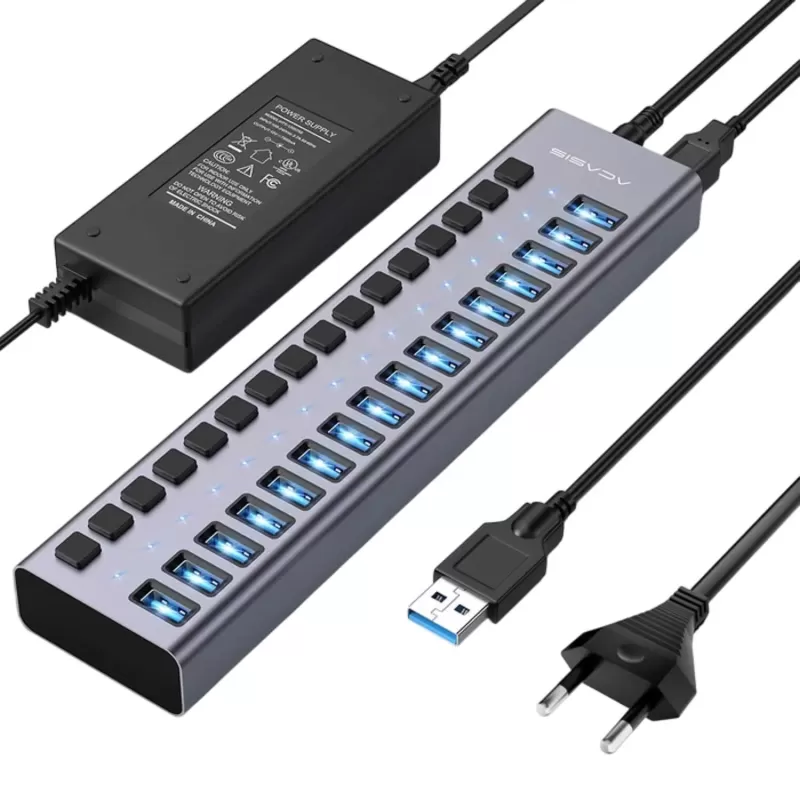 USB Splitter ACASIS USB-A to 16-Ports USB-A 3.1 10Gbps 96W HUB AC-HS716