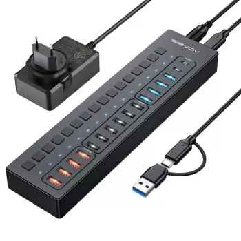 USB Splitter ACASIS 16 Port USB-C 5Gbps Smart Charging Hub Splitter Powered Switch DS-516PB USB Splitter ACASIS 16 Port USB-C 5Gbps Smart Charging Hub Splitter Powered Switch DS-516PB