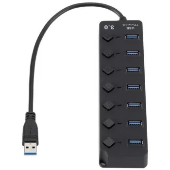 מפצל USB USB 3.0 7-Port Hub with On/Off Switches 54193-7P צבע שחור