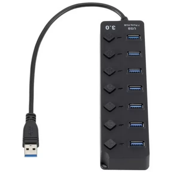 מפצל USB USB 3.0 7-Port Hub with On/Off Switches 54193-7P צבע שחור