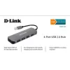 מפצל 4 יציאות USB2.0 כולל ספק כח D-Link DUB-H4/E1A