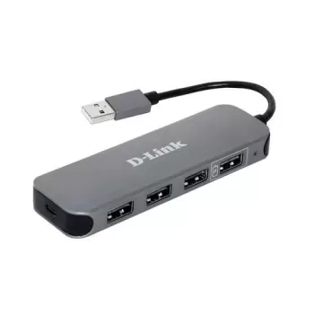 מפצל 4 יציאות USB2.0 כולל ספק כח D-Link DUB-H4/E1A