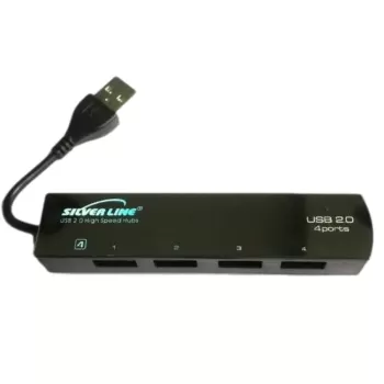 מפצל USB Silver Line 004H HUB 4xUSB 2.0 Line-004H צבע שחור מפצל USB Silver Line 004H HUB 4xUSB 2.0 Line-004H צבע שחור