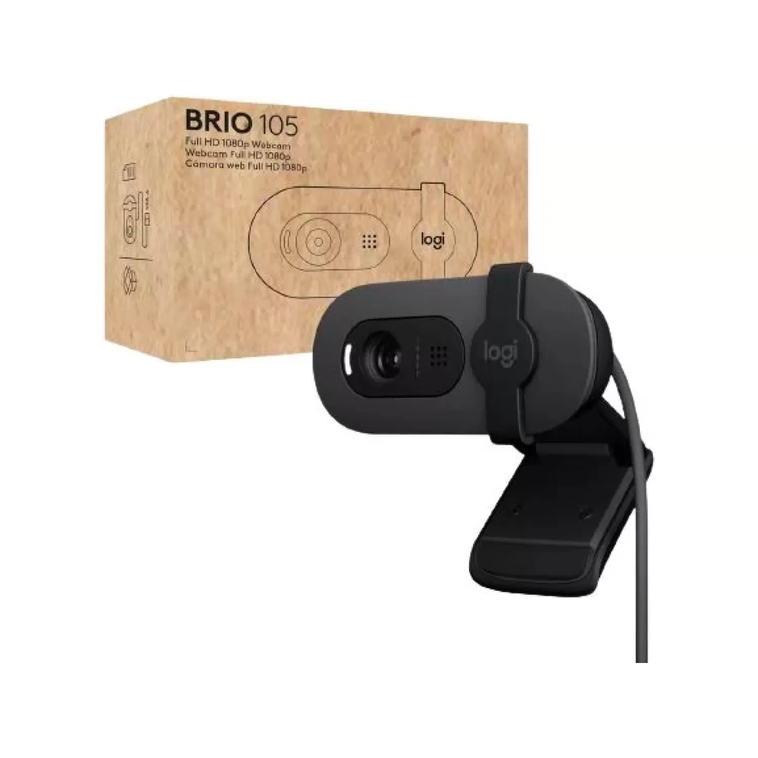 Webcam Logitech BRIO 105 FHD Biult in Mic Auto Brightness 960-001579 Color:black