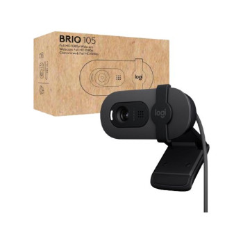 מצלמת רשת Logitech BRIO 105 FHD Biult in Mic Auto Brightness 960-001579 צבע שחור