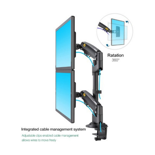 הזמנה מוקדמת (צפי 12 יום): זרוע דו מפרקית לשני מסכים North Bayou H180 NB-H180 צבע שחור
