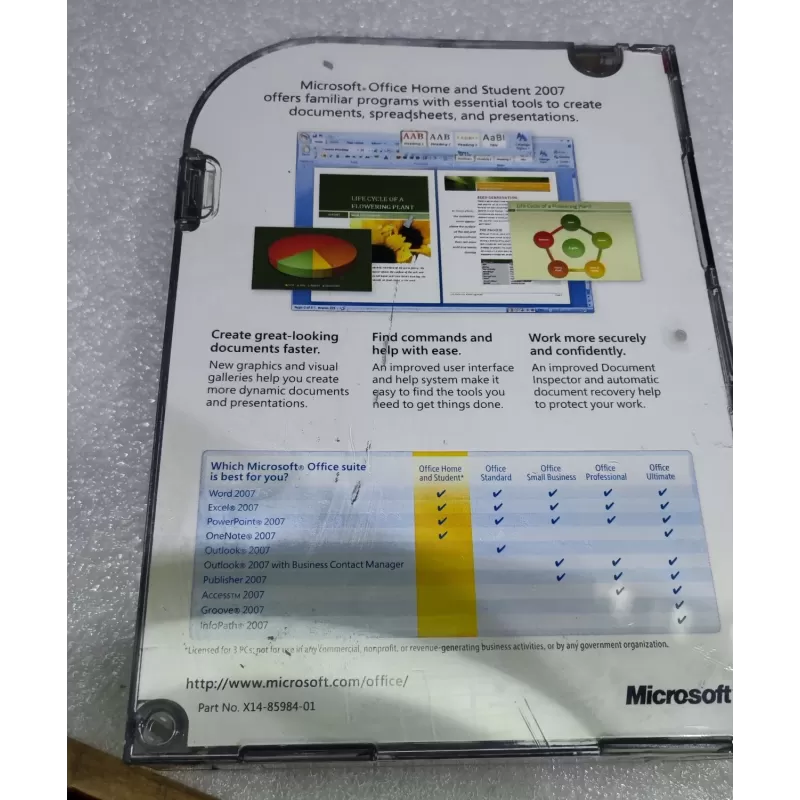 Original license in packaging Microsoft Home and Student 2007 1PC License Duration: constantly Condition:Open