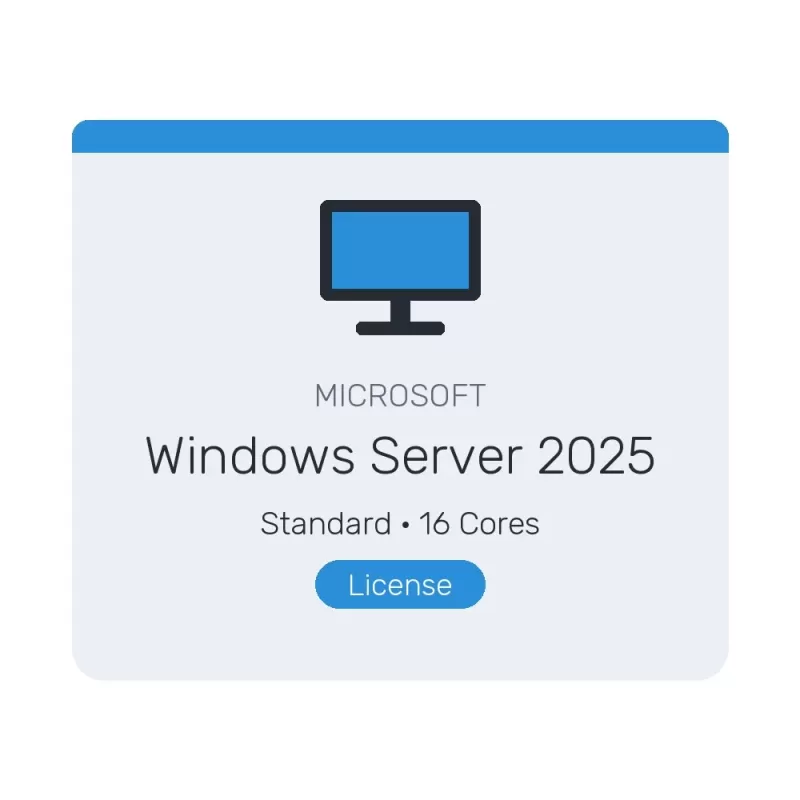 מערכת הפעלה מקורית Microsoft Windows Server 2025 Standard 16 Cores שפה: אנגלית