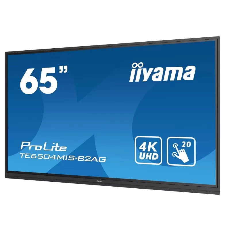 מסך מגע אינטראקטיבי בגודל 65 אינצ' 65" ProLite IPS 20pt Touch 4K Interactive IIYAMA TE6504MIS-B2AG 65" 60Hz TOUCH 4K, UHD IPS צבע שחור