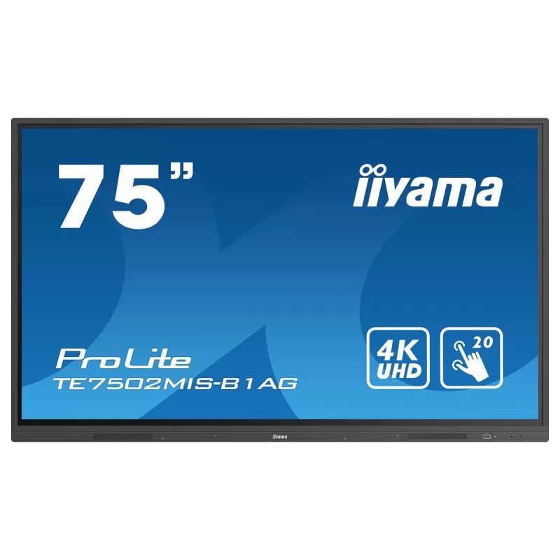 75" ProLite VA 20pt Touch 4K Interactive Touch Screen IIYAMA TE7502MIS-B1AG 75" 60Hz TOUCH 4K, UHD VA Color:black