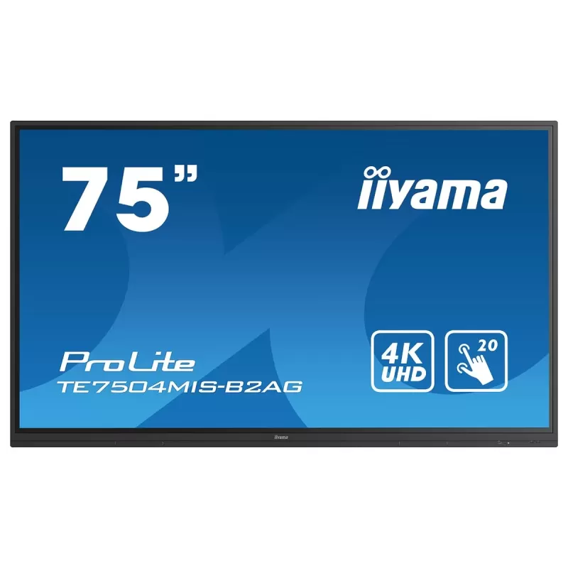 75" ProLite IPS 20pt Touch 4K Interactive Touch Screen IIYAMA TE7504MIS-B2AG 75" 60Hz TOUCH 4K, UHD IPS Color:black