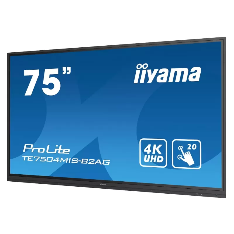 75" ProLite IPS 20pt Touch 4K Interactive Touch Screen IIYAMA TE7504MIS-B2AG 75" 60Hz TOUCH 4K, UHD IPS Color:black