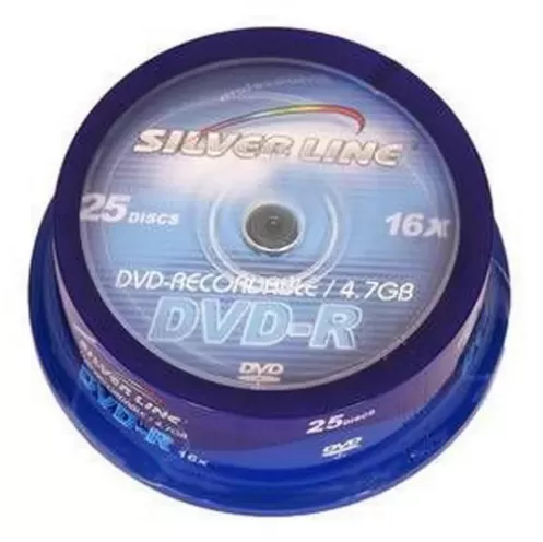 סט של 25 דיסקים Silver Line CAKEX16-R DVD-R/+R 4.7GB X16 25PCS 22746-047-25
