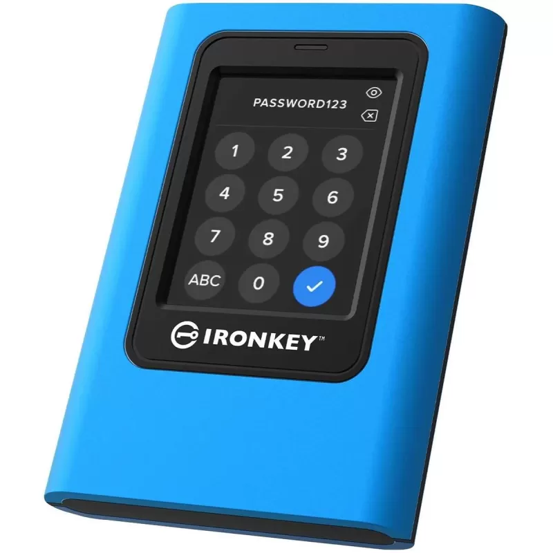 דיסק SSD חיצוני Kingston IronKey Vault Privacy 80ES USB-C 1.92TB כחול IKVP80ES/1920G