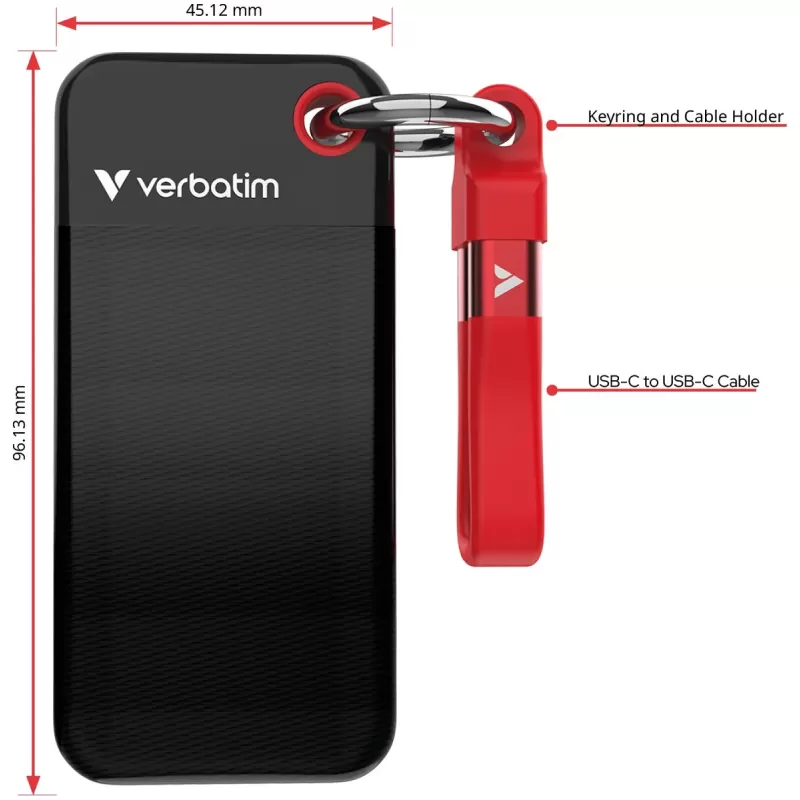 SSD External Disk Verbatim Pocket SSD USB 3.2 Gen 2 1TB black, red 32192 SSD External Disk Verbatim Pocket SSD USB 3.2 Gen 2 1TB black, red 32192