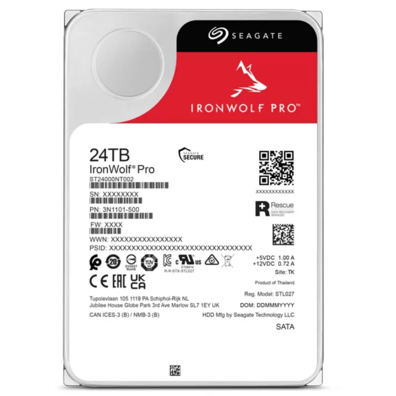 דיסק קשיח פנימי Seagate IronWolf Pro 24TB HDD 7200 512MB 3.5" SATA3 NAS ST24000NT002 24TB