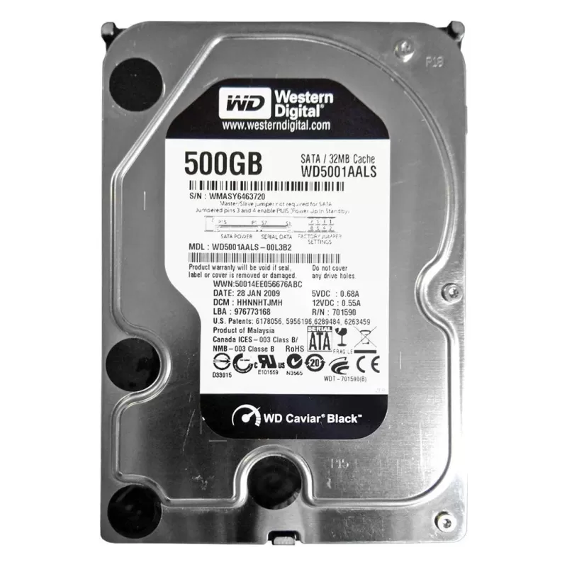 Internal Hard Drive Western Digital Caviar Black WD5001AALS WD5001AALS 3.5" 500GB Condition:Used