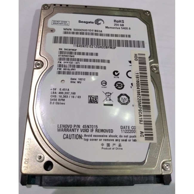 Internal Laptop HDD Seagate Momentus ST9250315AS 2.5" 250GB Condition:Used.. Internal Laptop HDD Seagate Momentus ST9250315AS 2.5" 250GB Condition:Used..