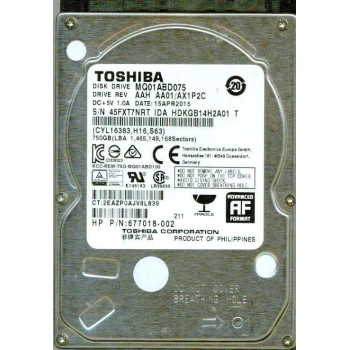 Внутренний Жесткий Диск 2.5" для Ноутбука Toshiba MQ01ABD075 AAH AA01/AX1P2C