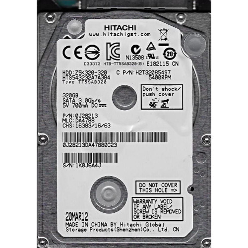 Internal Laptop HDD HGST Travelstar HTS543232A7A384 2.5" 320GB Condition:Used