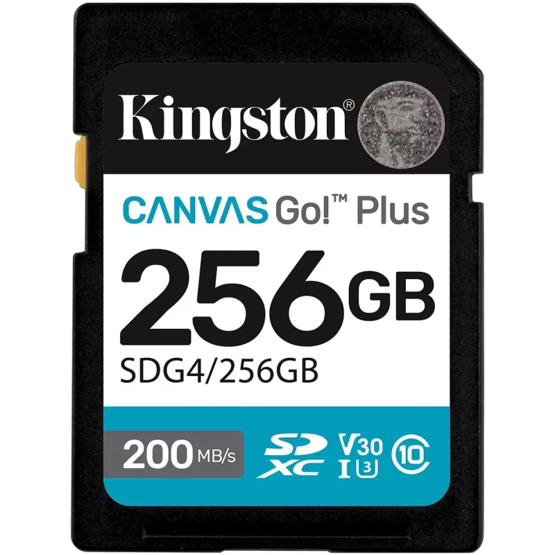 כרטיס זיכרון Kingston Canvas Go Plus G4 SDXC 256GB 200MB/s U3 V30 SDG4/256GB 256GB
