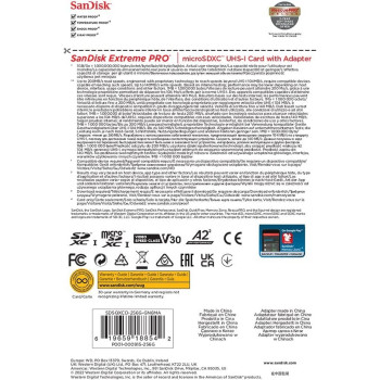 Карта Памяти с Адаптером Sandisk Extreme Pro A2 Micro SDXC SDSQXCD-256G-GN6MA