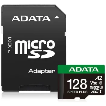 Memory Card with Adapter Adata SPEED PLUS microSDXC UHS-I 128GB V30 A2 180MB/s UD128GUI3V30A2SP-RA1 128GB