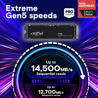 SSD Disk Crucial T705 2TB PCIe Gen5 NVMe M.2 CT2000T705SSD3 M.2 2280 SSD Disk Crucial T705 2TB PCIe Gen5 NVMe M.2 CT2000T705SSD3 M.2 2280