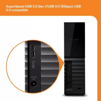 דיסק קשיח חיצוני Western Digital MYBOOK inch Gen1 Backup Software WDBBGB0160HBK-NESN 3.5" 16TB