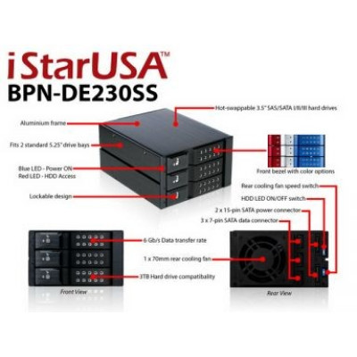 שרת אחסון iStarUSA 5.25"x2 to 3.5"x3 SAS/SATA 6.0 Hot Swap Cage שחור שרת אחסון iStarUSA 5.25"x2 to 3.5"x3 SAS/SATA 6.0 Hot Swap Cage שחור