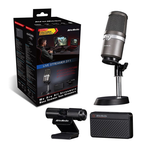 Streamer Set Including Camera, Microphone, and Capture Card AVerMedia Streamer