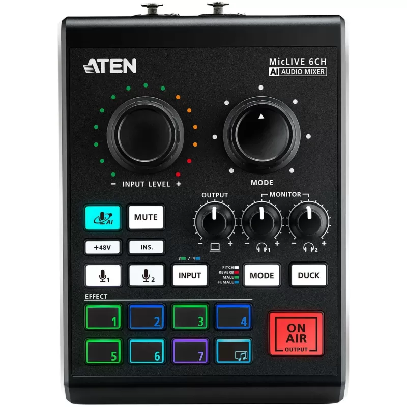 מיקסר אודיו לפודקאסט ATEN MicLIVE UC8000 6-CH UC8000 צבע שחור
