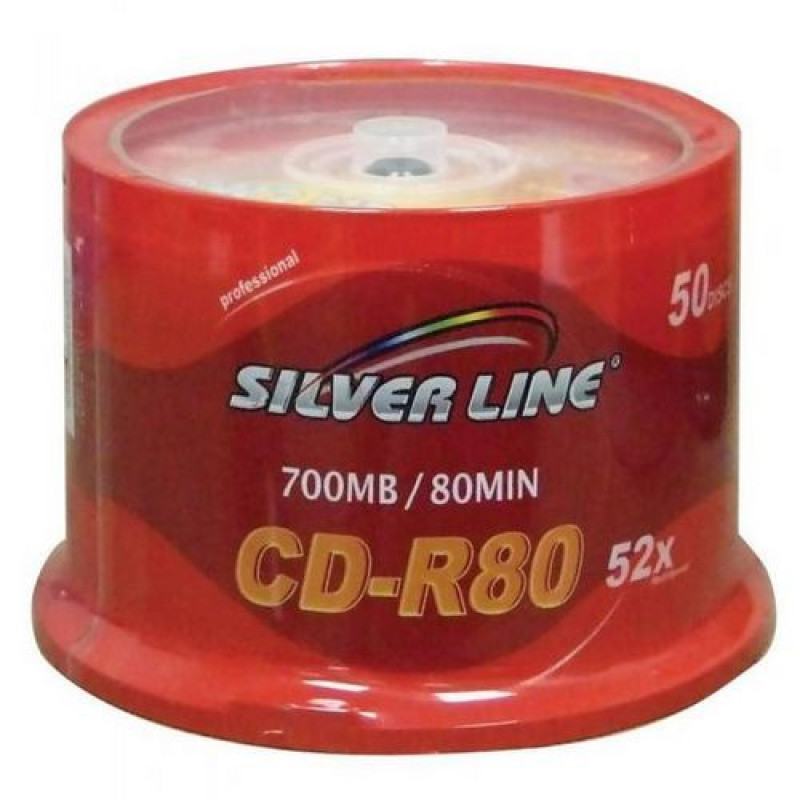 A set of 50 discs Silver Line CAKE50 CD-R 80 Min 700MB 52x 20515-080-50..