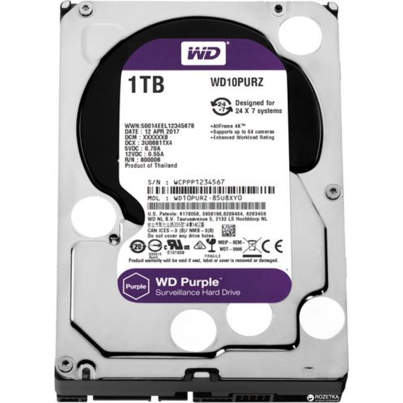 Внутренний Жесткий Диск Western Digital Caviar Purple WD10PURZ 3.5" 1TB SATA 3