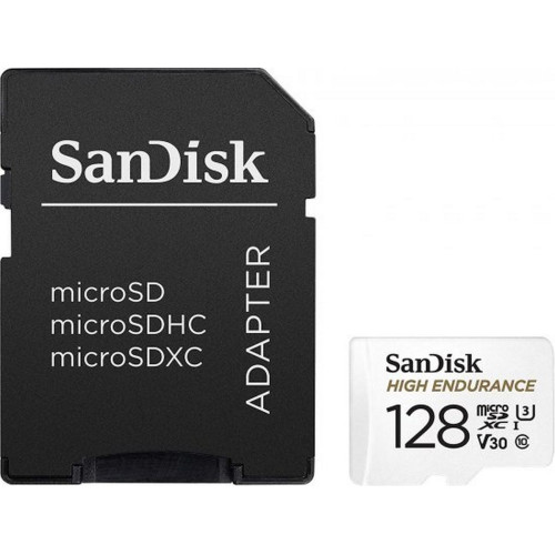 כרטיס זיכרון כולל מתאם Sandisk High Endurance microSD Card SDSQQNR-128G-GN6IA..