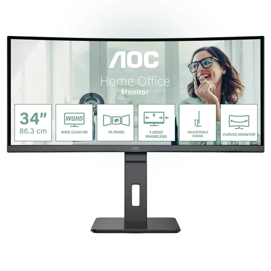 AOC 34 QHD 100Hz 4ms USB-C DP65W VA Curved Monitor