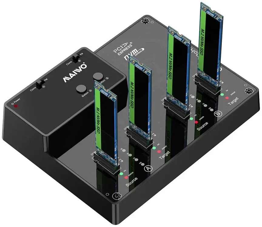 תחנת עגינה ומשכפל דיסקים Maiwo M.2 NVMe Duplicator 4 Bay