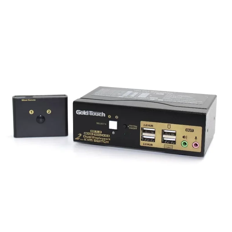 מתג KVM Gold Touch 2 Port Dual DP KVM Switch
