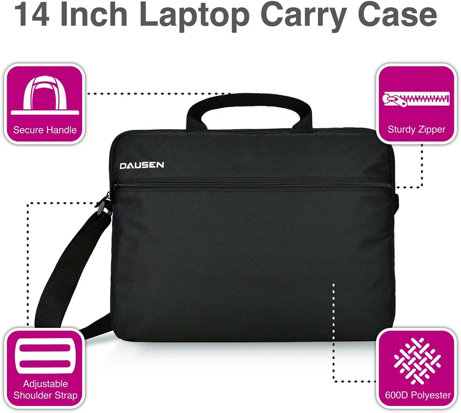 תיק למחשב נייד DAUSEN Traveller Topload Laptop Bag 13-14 שחור
