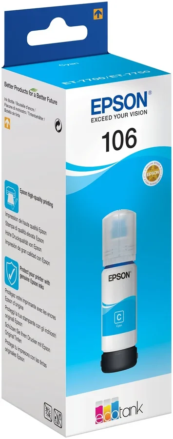 Оригинальный флакон чернил EPSON 106 EcoTank Cyan 70ml
