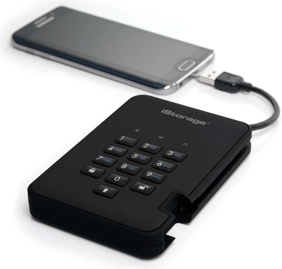 Зашифрованный внешний SSD iStorage diskAshur2 16 ТБ черный