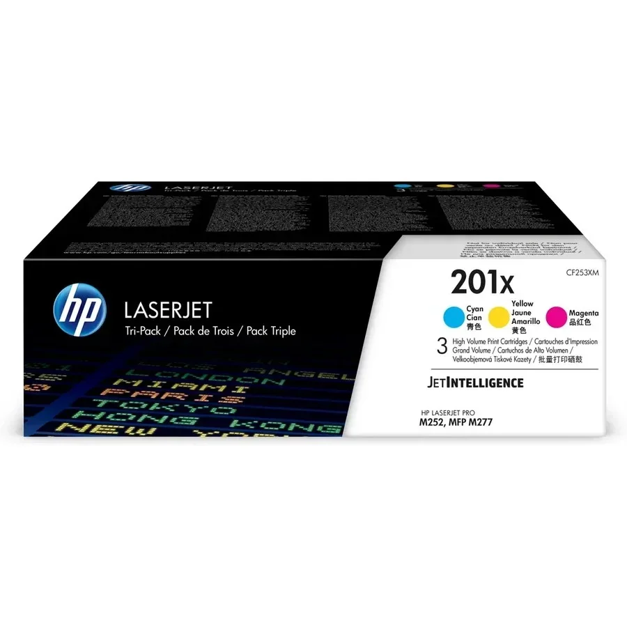 Набор оригинальных тонер-картриджей HP 201X голубой/пурпурный/желтый