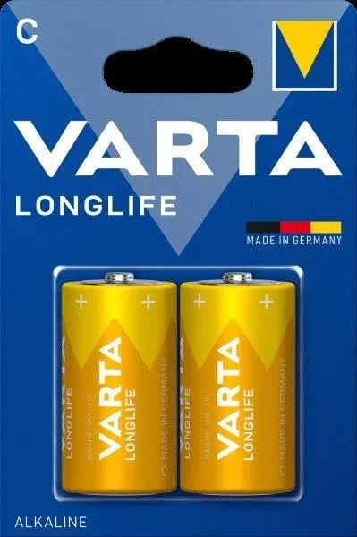 Батарейка алкалиновая VARTA Longlife C, упаковка 2 шт.