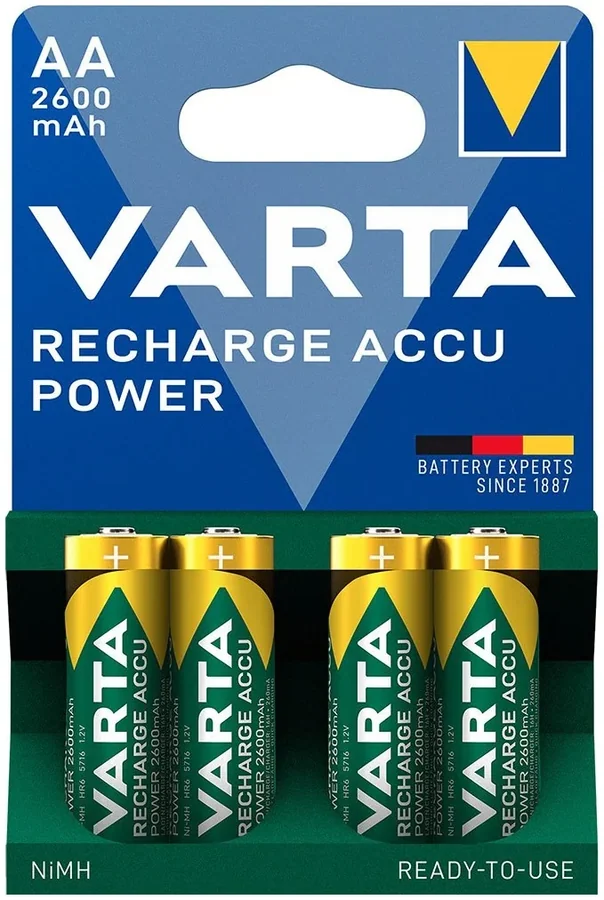 VARTA Recharge Accu Power AA 2600 mAh Rechargeable Battery, Pack of 4