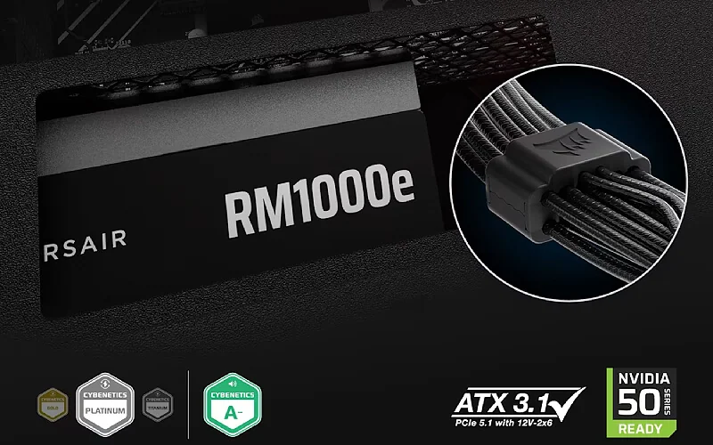 Corsair RM1000e 1000W ATX 3.1 Cybenetics Platinum Fully Modular Power Supply