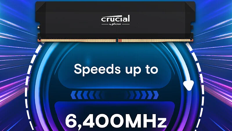 Crucial Pro 64GB (2x32GB) DDR5 6400 CL40 Black Desktop Memory