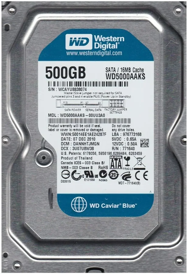 Внутренний жёсткий диск Western Digital Caviar Blue WD5000AAKS 500GB
