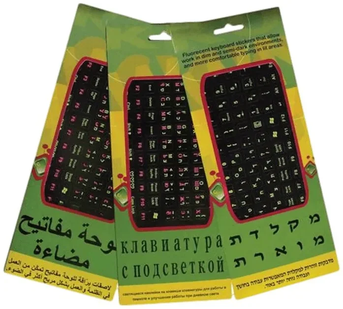 Светящиеся наклейки на клавиатуру meri Glow HE-EN-AR Black