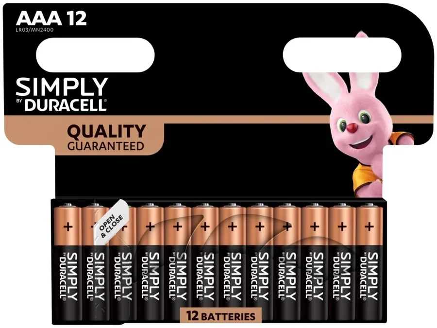 סט 12 סוללות אלקליין Duracell Simply AAA