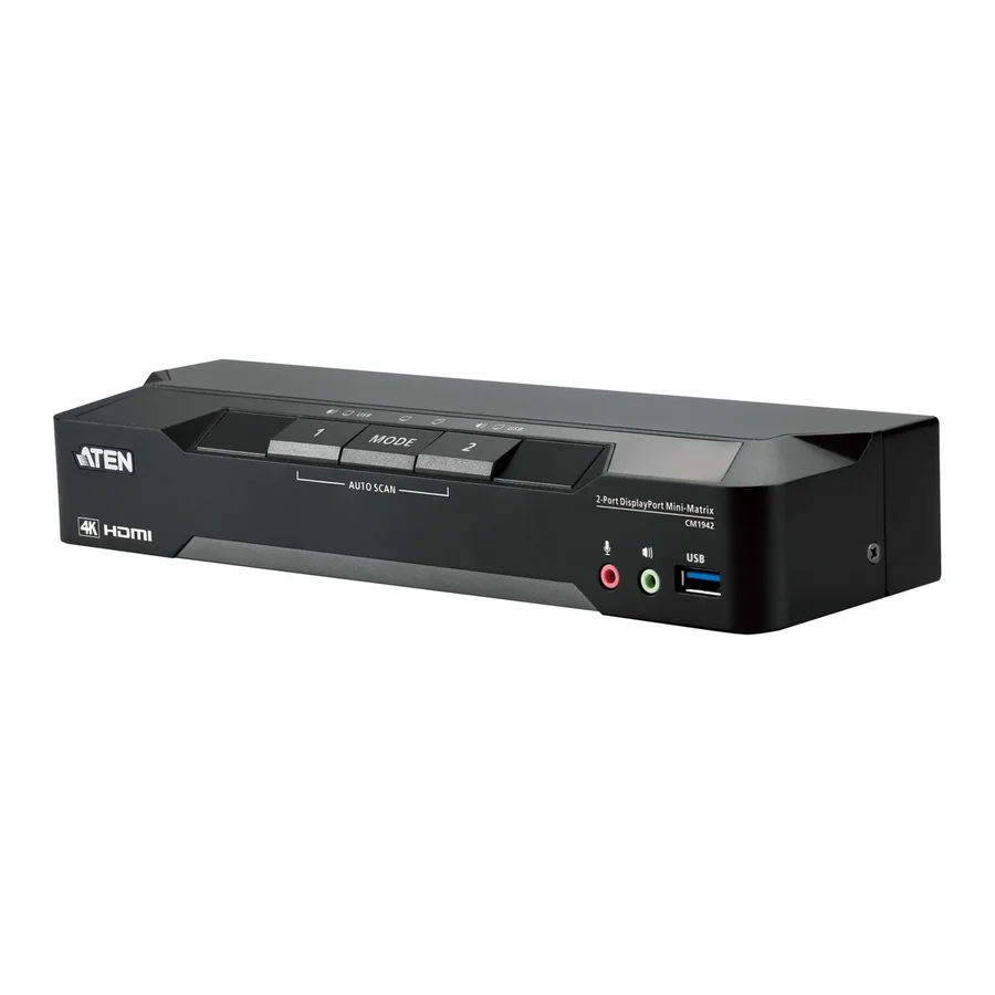 מתג KVM ATEN CM1942 2-Port 4K DisplayPort Dual Display Mini-Matrix Boundless